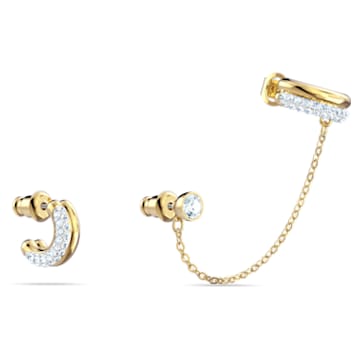Time ear cuffs, Asymmetrical, White, Gold-tone plated - Swarovski, 5566005