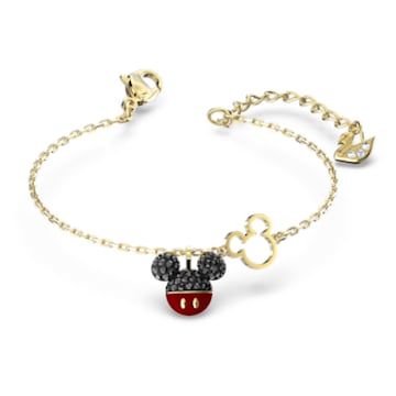 Mickey bracelet, Black, Gold-tone plated - Swarovski, 5566689
