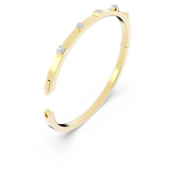 Bracelete Thrilling, Combinação de lapidações, Branca, Lacado a dourado - Swarovski, 5567050