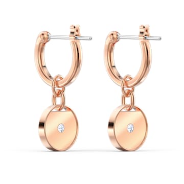 Ginger hoop earrings, White, Rose gold-tone plated - Swarovski, 5567528
