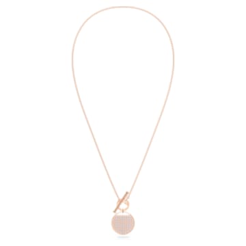 Ginger T Bar necklace, Pavé, White, Rose gold-tone plated - Swarovski, 5567529