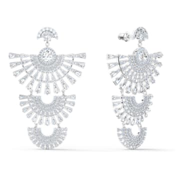 Swarovski Sparkling Dance Dial Up earrings, Large, White, Rhodium plated - Swarovski, 5568008