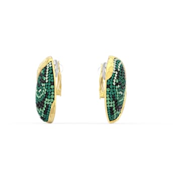 The Elements clip earrings, Earth element, Green, Gold-tone plated - Swarovski, 5568265