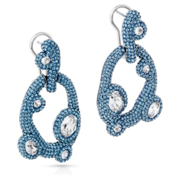 Tigris earrings, Water droplets, Blue, Palladium plated - Swarovski, 5568611