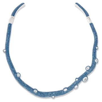 Tigris torque necklace, Mixed cuts, Water droplets, Blue, Palladium plated - Swarovski, 5568616