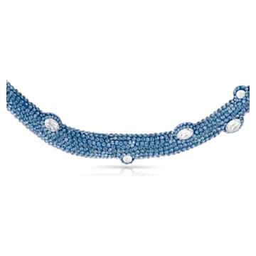 Tigris torque necklace, Mixed cuts, Water droplets, Blue, Palladium plated - Swarovski, 5568616