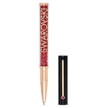 Crystalline Gloss ballpoint pen, Red, Black lacquered, Rose gold-tone plated - Swarovski, 5568754