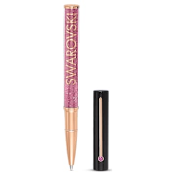 Crystalline Gloss ballpoint pen, Black and pink, Rose gold-tone plated - Swarovski, 5568755