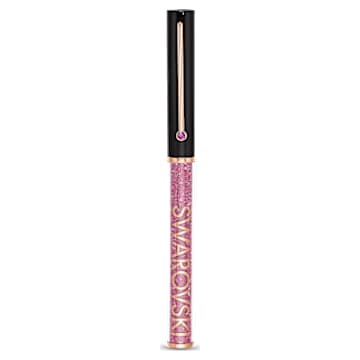 Stylo à bille Crystalline Gloss, Rose, Laqué noir, placage de ton or rose - Swarovski, 5568755