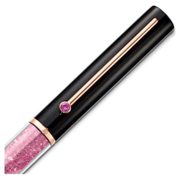 Stylo à bille Crystalline Gloss, Rose, Laqué noir, placage de ton or rose - Swarovski, 5568755