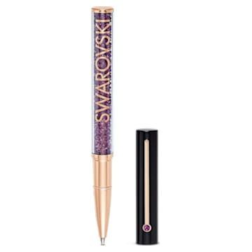 Crystalline Gloss ballpoint pen, Purple, Black lacquered, Rose gold-tone plated - Swarovski, 5568758