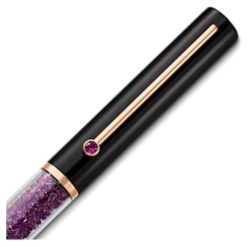 Stylo à bille Crystalline Gloss, Violet, Laqué noir, placage de ton or rose - Swarovski, 5568758