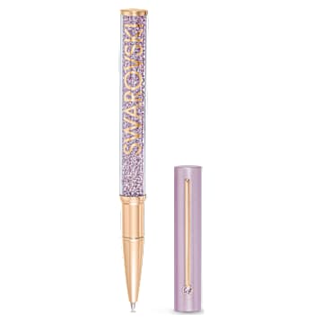 Stylo à bille Crystalline Gloss, Violet, Laqué violet, placage de ton or rose - Swarovski, 5568764