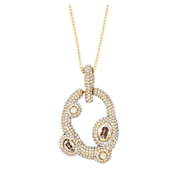 Tigris pendant, Mixed cuts, Water droplets, White, Gold-tone plated - Swarovski, 5569106