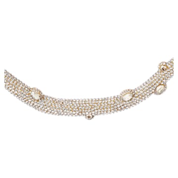 Tigris torque necklace, Mixed cuts, Water droplets, White, Gold-tone plated - Swarovski, 5569140