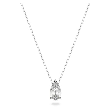 Sada Attract, Hruškový výbrus, Bílá, Pokoveno rhodiem - Swarovski, 5569174