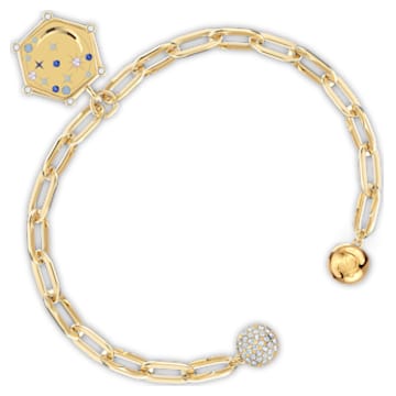 The Elements bracelet, Air element, Moon and stars, Blue, Gold-tone plated - Swarovski, 5569182