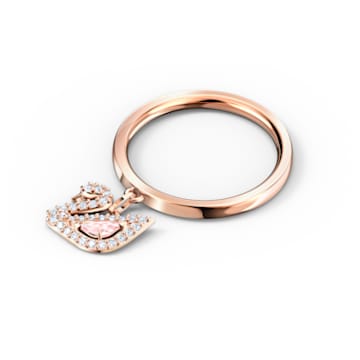 Dazzling Swan ring, Swan, Pink, Rose gold-tone plated - Swarovski, 5569923