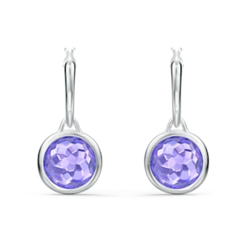 Tahlia hoop earrings, Round, Blue, Rhodium plated - Swarovski, 5572586