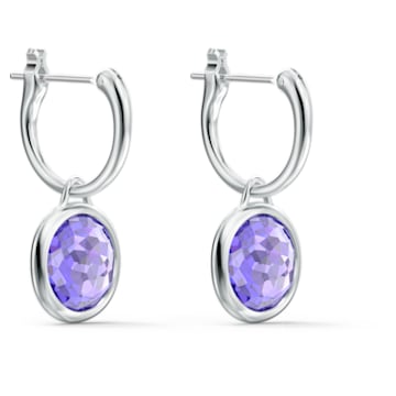 Tahlia hoop earrings, Round, Blue, Rhodium plated - Swarovski, 5572586