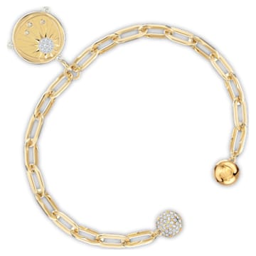 The Elements bracelet, Magnetic closure, Fire element, Sun, White, Gold-tone plated - Swarovski, 5572641