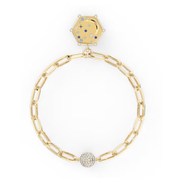 The Elements bracelet, Magnetic closure, Air element, Moon and stars, Blue, Gold-tone plated - Swarovski, 5572651