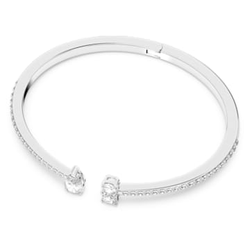 Attract cuff armband, Verschillende slijpvormen, Wit, Rodium toplaag - Swarovski, 5572664