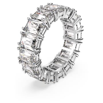 Vittore ring, Rectangular cut, White, Rhodium plated - Swarovski, 5572686