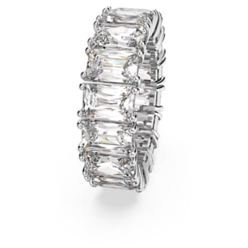 Vittore ring, Rectangular cut, White, Rhodium plated - Swarovski, 5572689