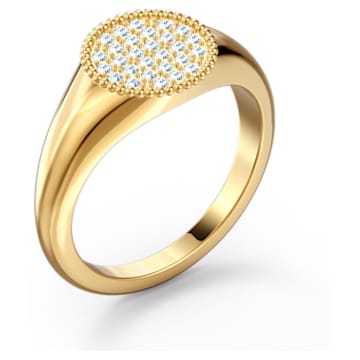 Ginger signet ring, White, Gold-tone plated - Swarovski, 5572698