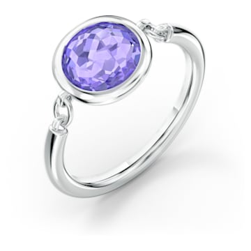 Tahlia ring, Round cut, Purple, Rhodium plated - Swarovski, 5572709