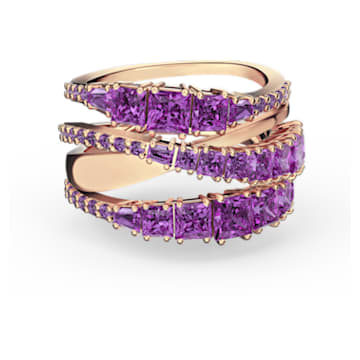 Twist wide ring, Purple, Rose gold-tone plated - Swarovski, 5572712