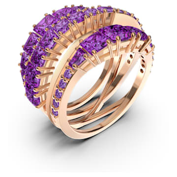 Twist wide ring, Purple, Rose gold-tone plated - Swarovski, 5572712