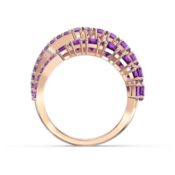 Twist wide ring, Purple, Rose gold-tone plated - Swarovski, 5572720