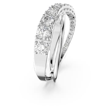 Twist ring, Round cut, White, Rhodium plated - Swarovski, 5572724