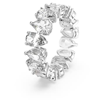 Vittore ring, Pear cut, White, Rhodium plated - Swarovski, 5572825