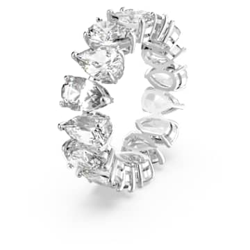 Anello Vittore, Taglio Drop, Bianco, Placcato rodio - Swarovski, 5572826