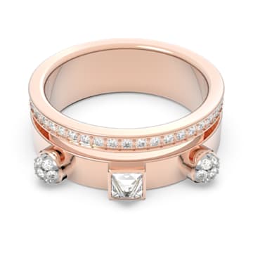 Thrilling ring, Mixed cuts, White, Rose gold-tone plated - Swarovski, 5572923