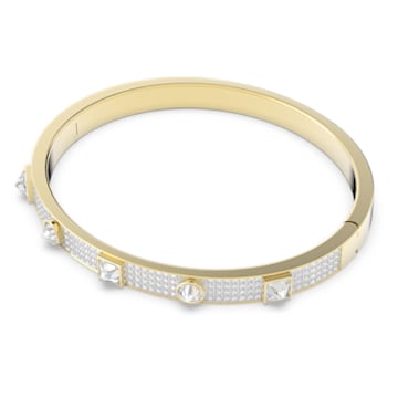 Bracelete Thrilling, Combinação de lapidações, Pavé, Branca, Lacado a dourado - Swarovski, 5572927