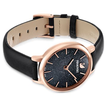 Crystalline Joy watch, Leather strap, Black, Crystalline Joy watch - Swarovski, 5573857