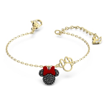 Minnie bracelet, Black, Gold-tone plated - Swarovski, 5576624