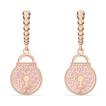 Togetherness 水滴形耳環, 鎖, 粉紅色, 鍍玫瑰金色調 - Swarovski, 5577011