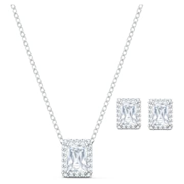 Angelic set, Rectangular cut, White, Rhodium plated - Swarovski, 5579842