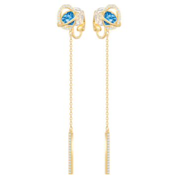 Outstanding drop earrings, Trilliant cut, Blue, Gold-tone plated - Swarovski, 5580273