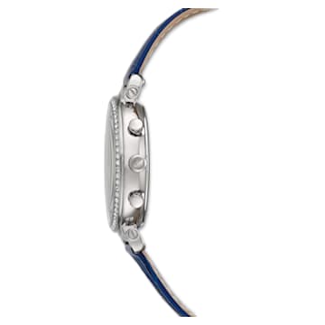 Passage Chrono horloge, Swiss Made, Lederen band, Blauw, Roestvrij staal - Swarovski, 5580342