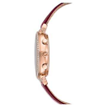 Montre Passage Chrono, Fabriqué en Suisse, Bracelet en cuir, Rouge, Finition or rose - Swarovski, 5580345