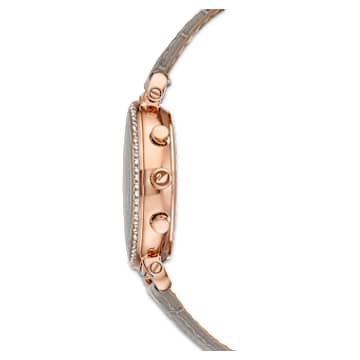 Passage Chrono 워치, 스위스 메이드, 레더 스트랩, 그레이, 로즈 골드 톤 피니시 - Swarovski, 5580348