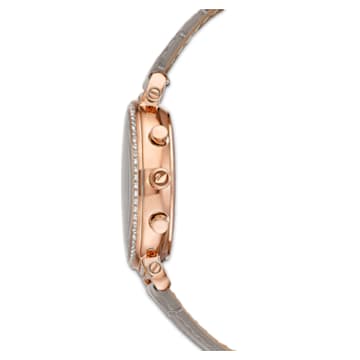 Reloj Passage Chrono, Fabricado en Suiza, Correa de piel, Gris, Acabado tono oro rosa - Swarovski, 5580348