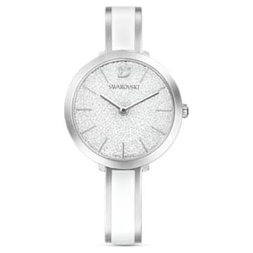 Crystalline Delight watch, Swiss Made, Metal bracelet, White, Stainless steel