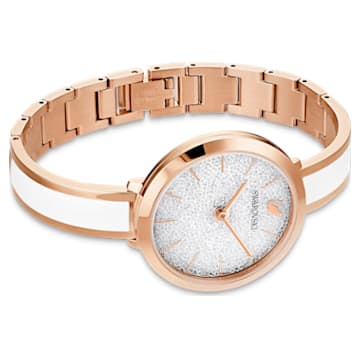 Crystalline Delight 腕表, 瑞士制造, 金属手链, 白色, 玫瑰金色调润饰 - Swarovski, 5580541